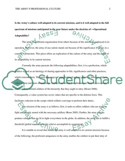 The armys professional culture