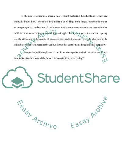 Critically Assess Educational Inequalities