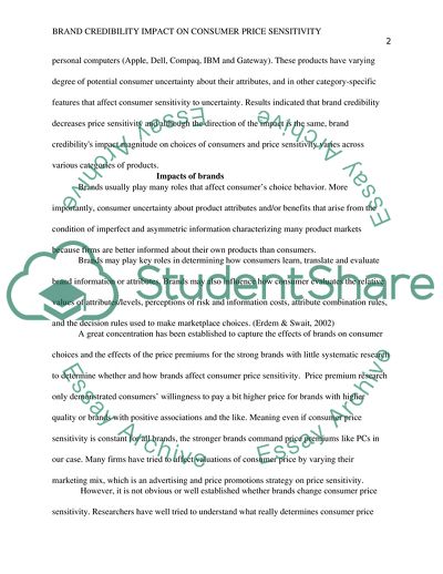 Brand Credibility Impact on Consumer Price Sensitivity