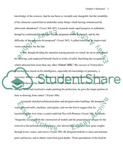 Example Of Thesis Statement For Argumentative Essay The Life Of Leonardo Da Vinci Business Plan Essay also Synthesis Essay Introduction Example The Life Of Leonardo Da Vinci Essay Example Topics And Well Healthy Living Essay
