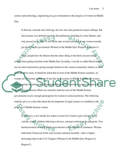 Progress of Women in the Middle East