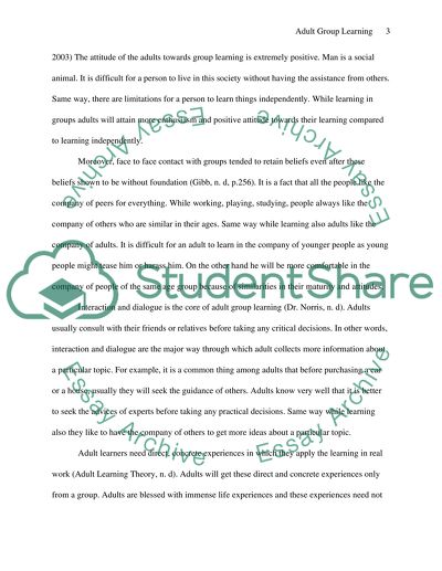 Adult Group Learning Essay Example Topics And Well Written Essays Adult Group Learning Essay Example