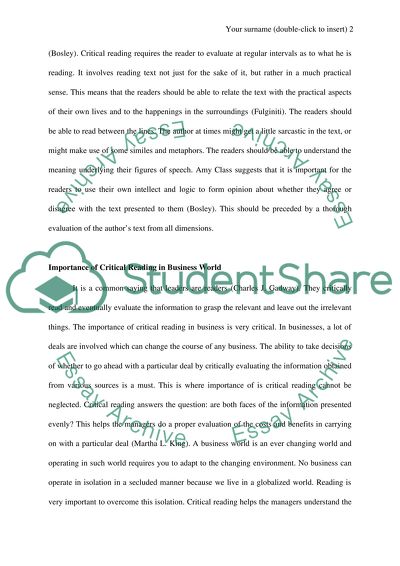 Need to Teach How to Read Critically to the Students