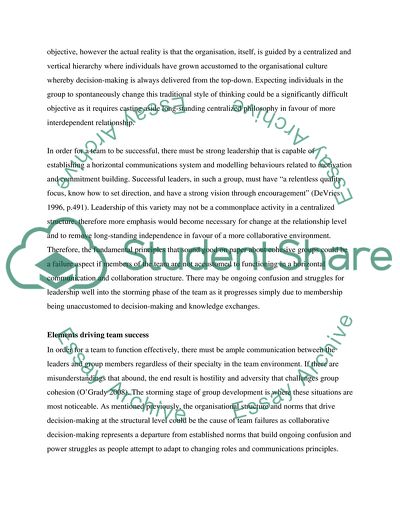 Teams Are Seen as a Necessary Condition in Contemporary Organisations, But Are They Effective