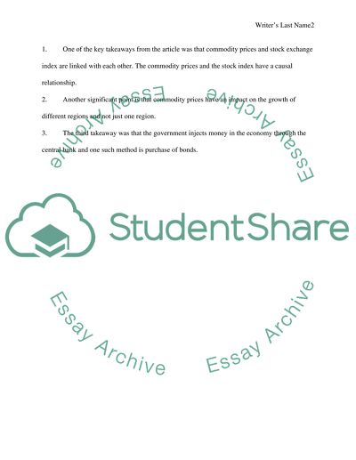 A Causal Relationship Between the Commodity Prices and the Stock Index