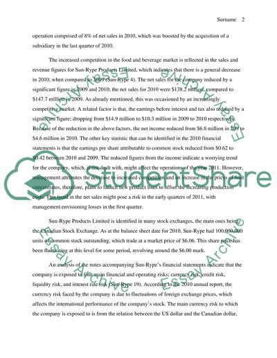 Sun-Rype Products Ltd: Position Summary