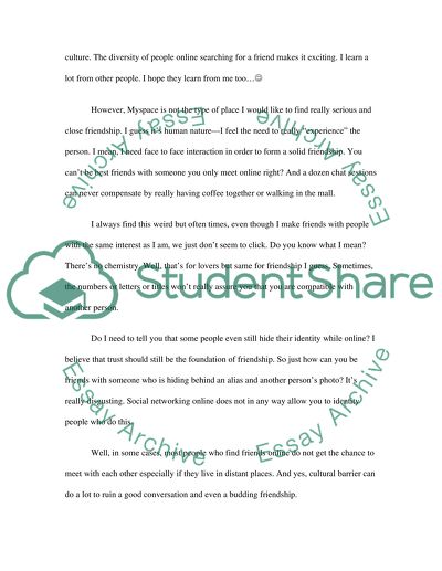 Myspace as a Good Way to Make Friends