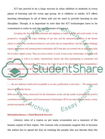 Information and Communications Technologies in Literacy