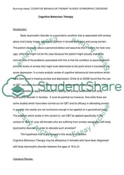 Cognitive Behaviour Therapy in Body Dysmorphic Disorder