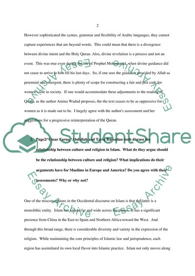 The Relationship between Culture and Religion in Islam