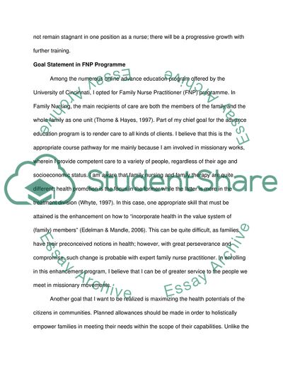 Goal/personal statement for graduate school (fmaily nurse practitioner) FNP