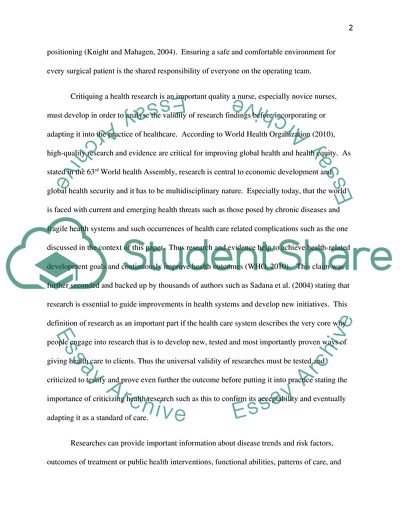 Criticizing Health Research