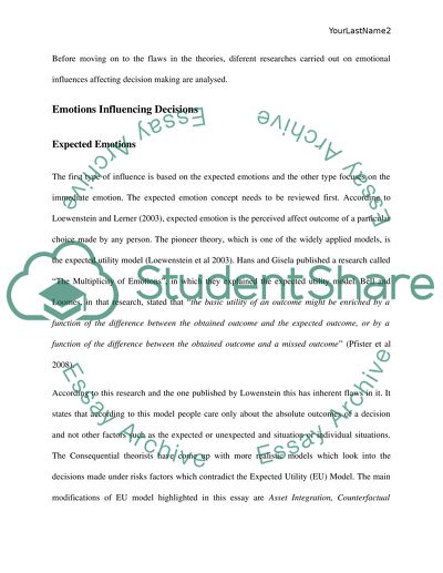 The Influence of Emotions on Making Important Decisions