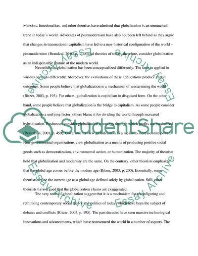 Globalization and Postmodernity