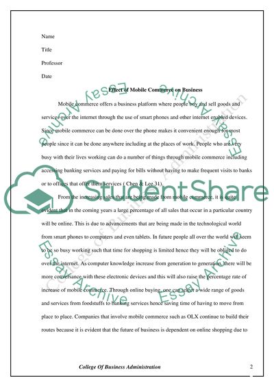 Effect of Mobile Commerce on Business