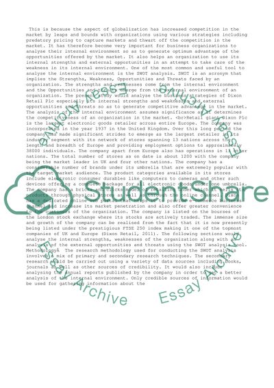 SWOT analysis for Dixons Retail PLC