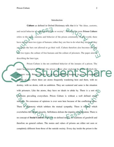 The Growth of Prison Culture