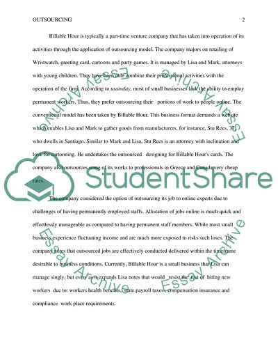 Outsourcing of Billable Hour