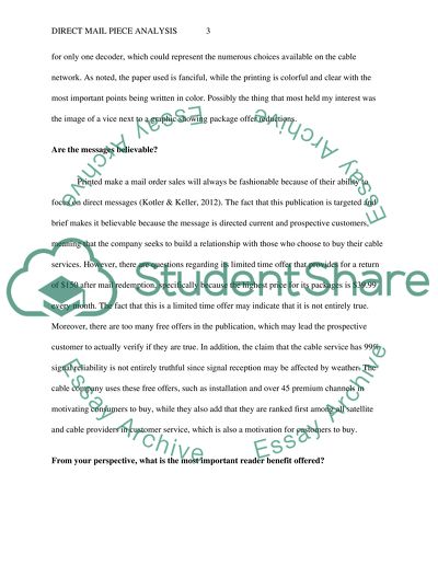 Direct Mail Piece Analysis