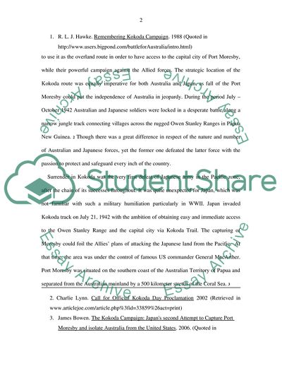 The Defeat of Japanese Forces in The Kokoda Campaign of 1942