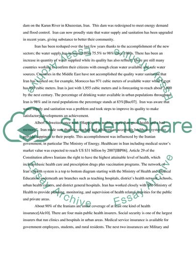 Water Supply, Healthcare, and Sanitation in Iran