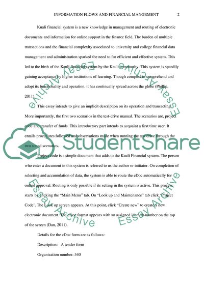 Information flows and financial management