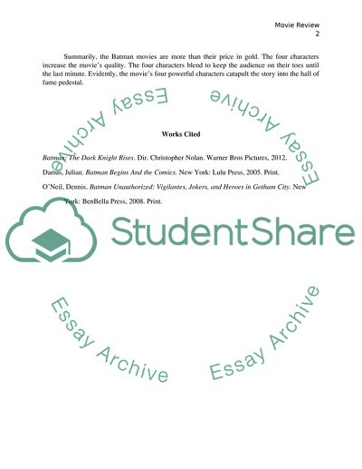 Movie Review of Batman - The Dark Knight Rises