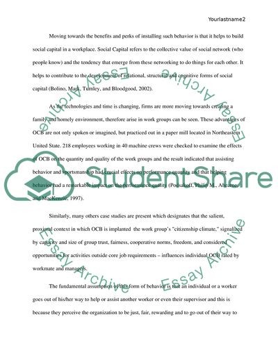 Organizational Citizenship Behavior