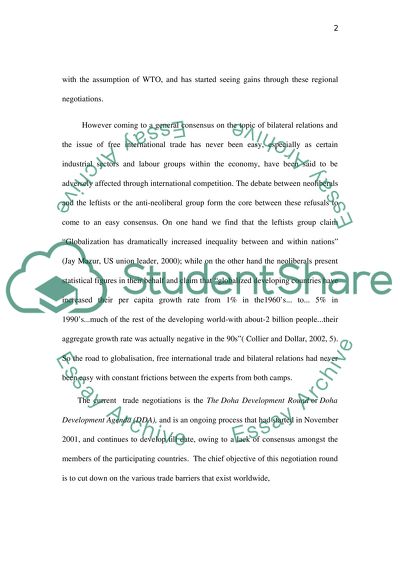 The Current and Recent Trade Negotiations at the WTO