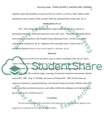 Cheap Escape v. Haddox and Tessman
