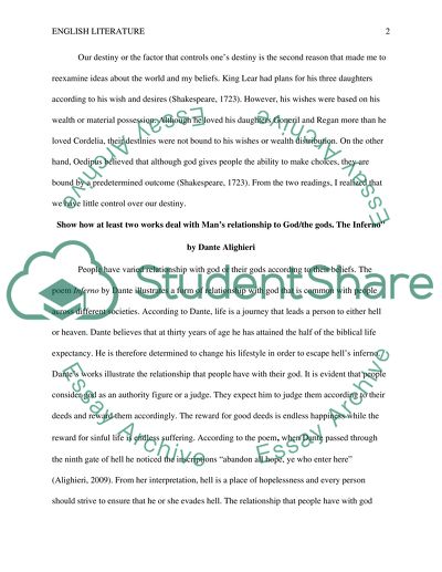 Oedipus the King by Sophocles King Lear by William Shakespeare