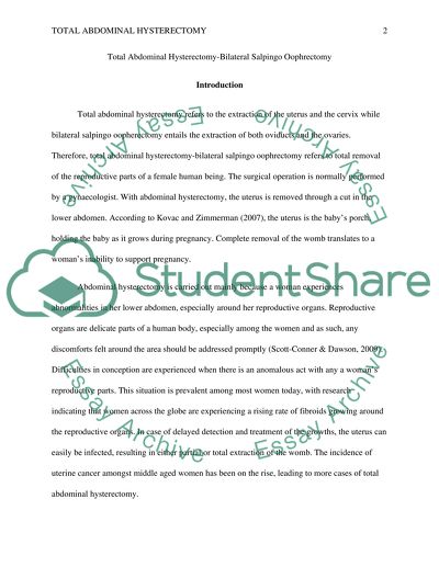 Total Abdominal Hysterectomy-Bilateral Salpingo Oophorectomy