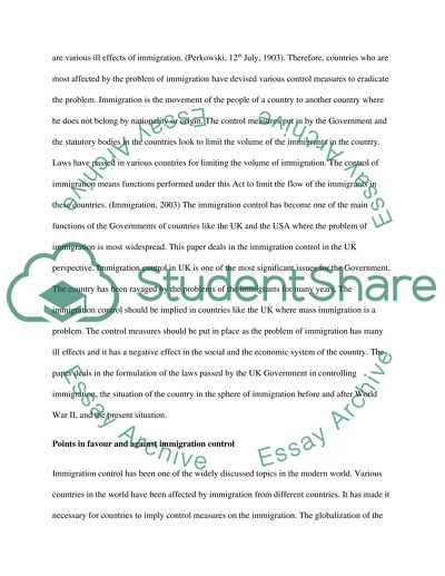 Discuss the case in favour of and against immigration control