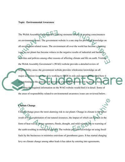 Environmental Awareness - Welsh Assembly Government