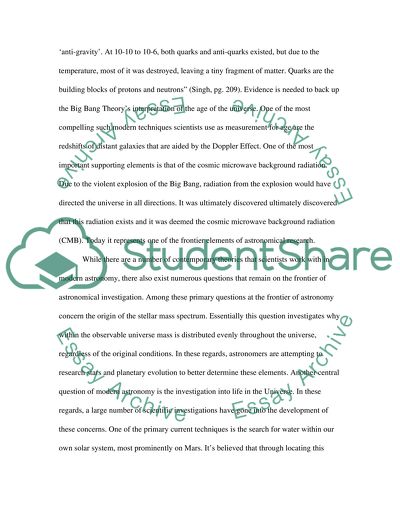 The frontier of modern astronomy