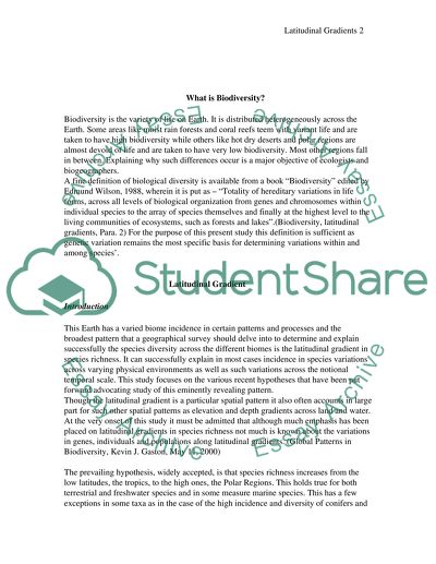 Latitudinal Gradients in Species Richness