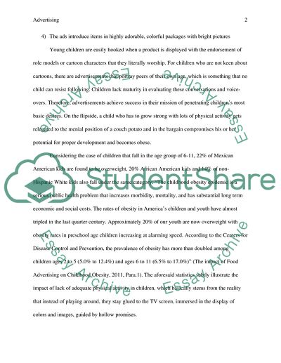 Advertising and its Effects on Childhood Obesity