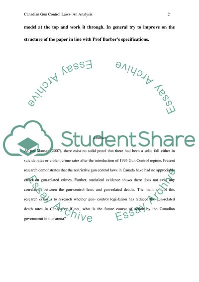 Canadian Gun Control Laws - Analysis