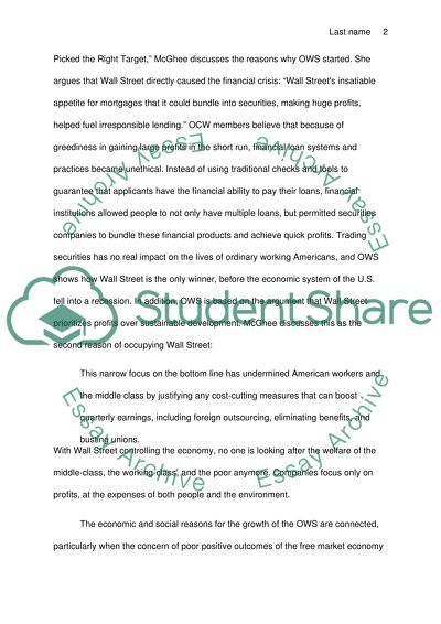 The Occupy Wall Street Movement: its significance and effectiveness