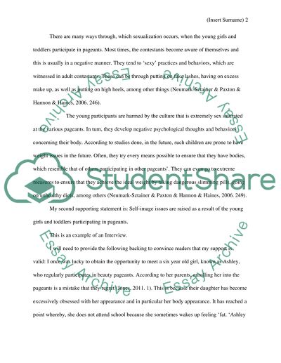 Pageants for toddlers and young girls do not create a healthy body image