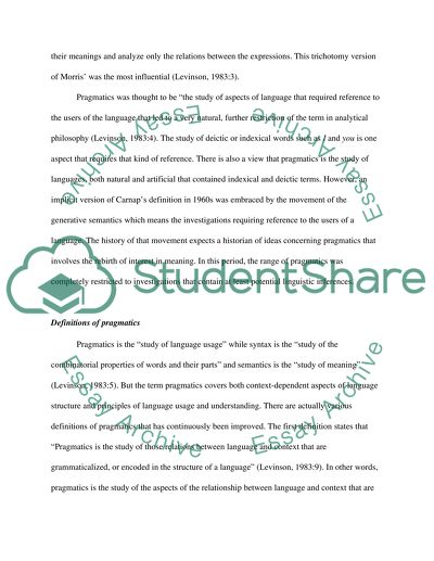 Defnition and Current Interest in Pragmatics