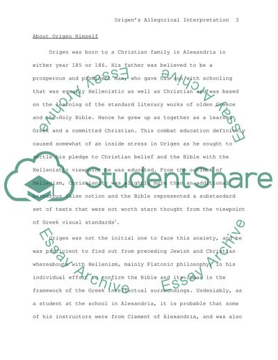 Origens Allegorical Interpretation