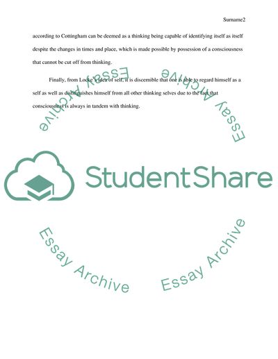 The Self and Consciousness: John Locke on Concerning Human Understanding