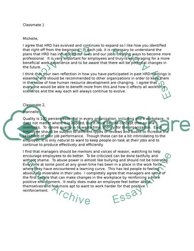 Respond to classmate