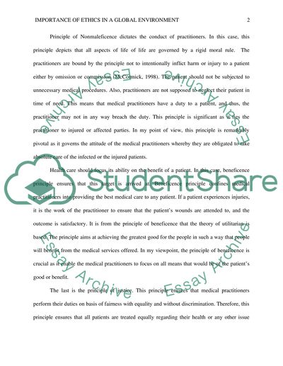 Importance of ethics in a global environment