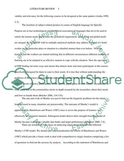 Needs Analysis and English for Special Purposes