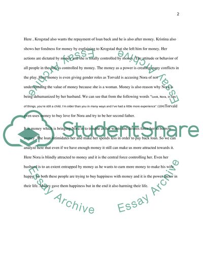 A Money Hungry Theme in a Dolls House and the Glass Menagerie