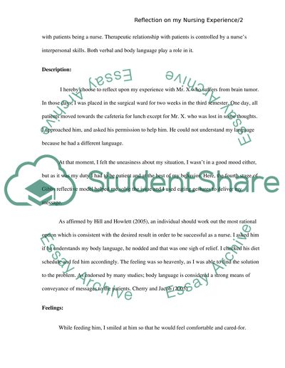 Reflection on my Nursing Experience