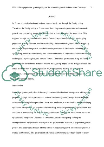 Effect of the Population Growth Policy on the Economic Growth in France and Germany