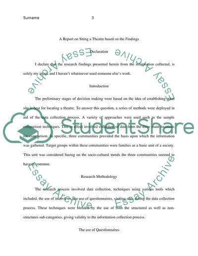 Siting a Theatre based on the Findings